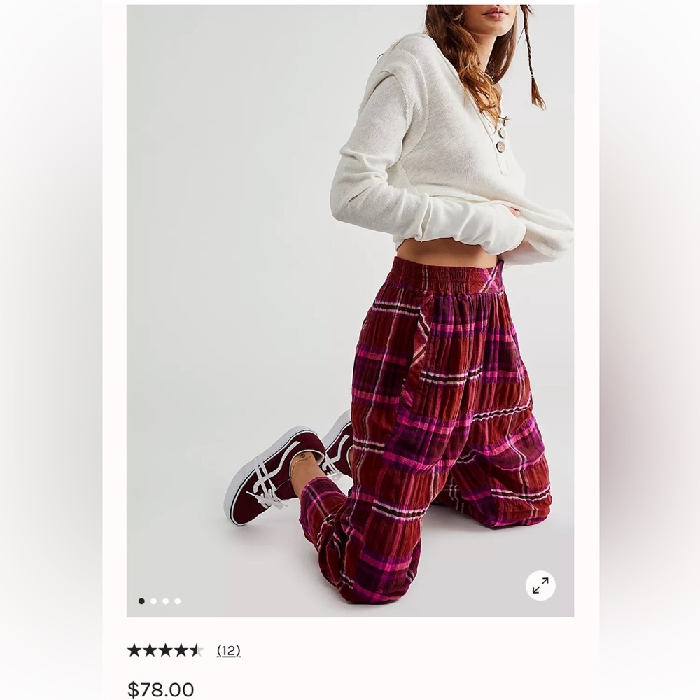 Free People Preppy Plaid Pull-On Pants
